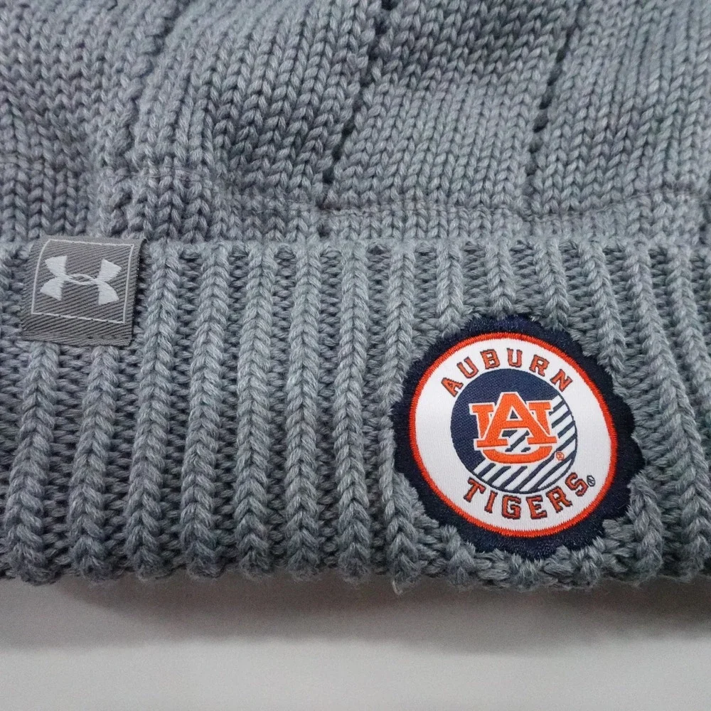 Under Armour Auburn Tigers Knit Beanie Pom Hat Gray‎ One Size Womens new